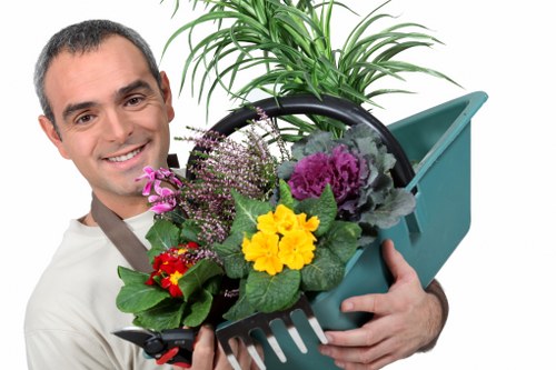 Professional lawn mowing equipment maintaining a Mortlake property
